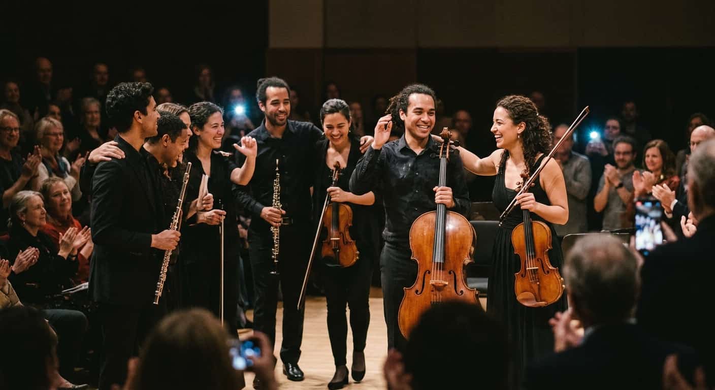 Curtain call among the audience — Moonwork ends with the house lights up